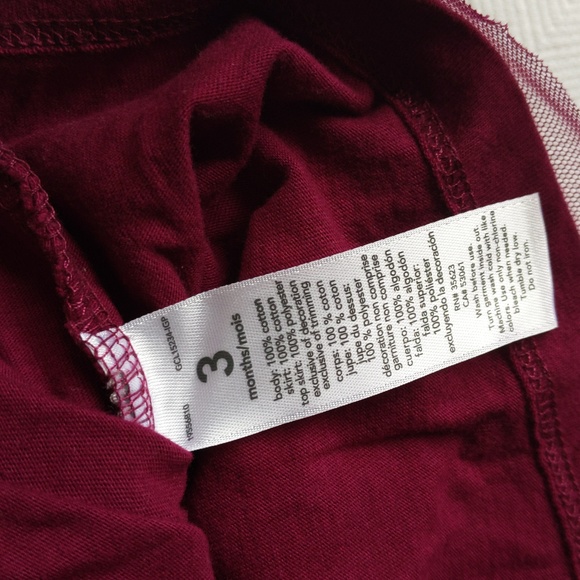 carter's plum long sleeve babydoll top with glitter tulle overlay 3 months baby - Picture 6 of 6